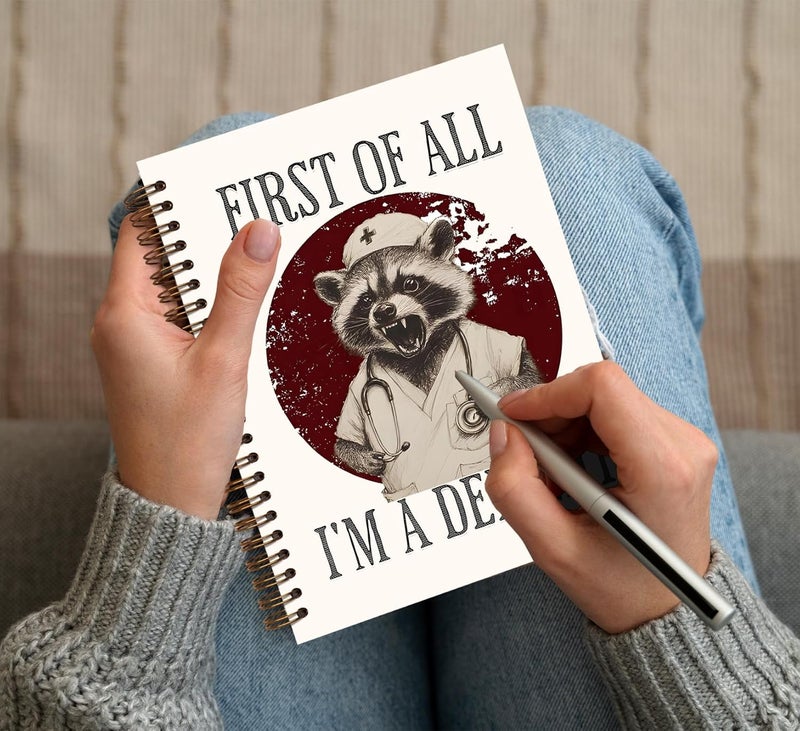 KDHTY Funny Raccoon Stethoscope Medical Notebook,Funny Office Notebook Raccoon Gifts Nurse Notebook,Cute Gifts for Nurses Students,Funny Office Supplies Doctor Nurse Notebook,Future Nurseing Doctor Gift,5.5x8.3 in - Image 4